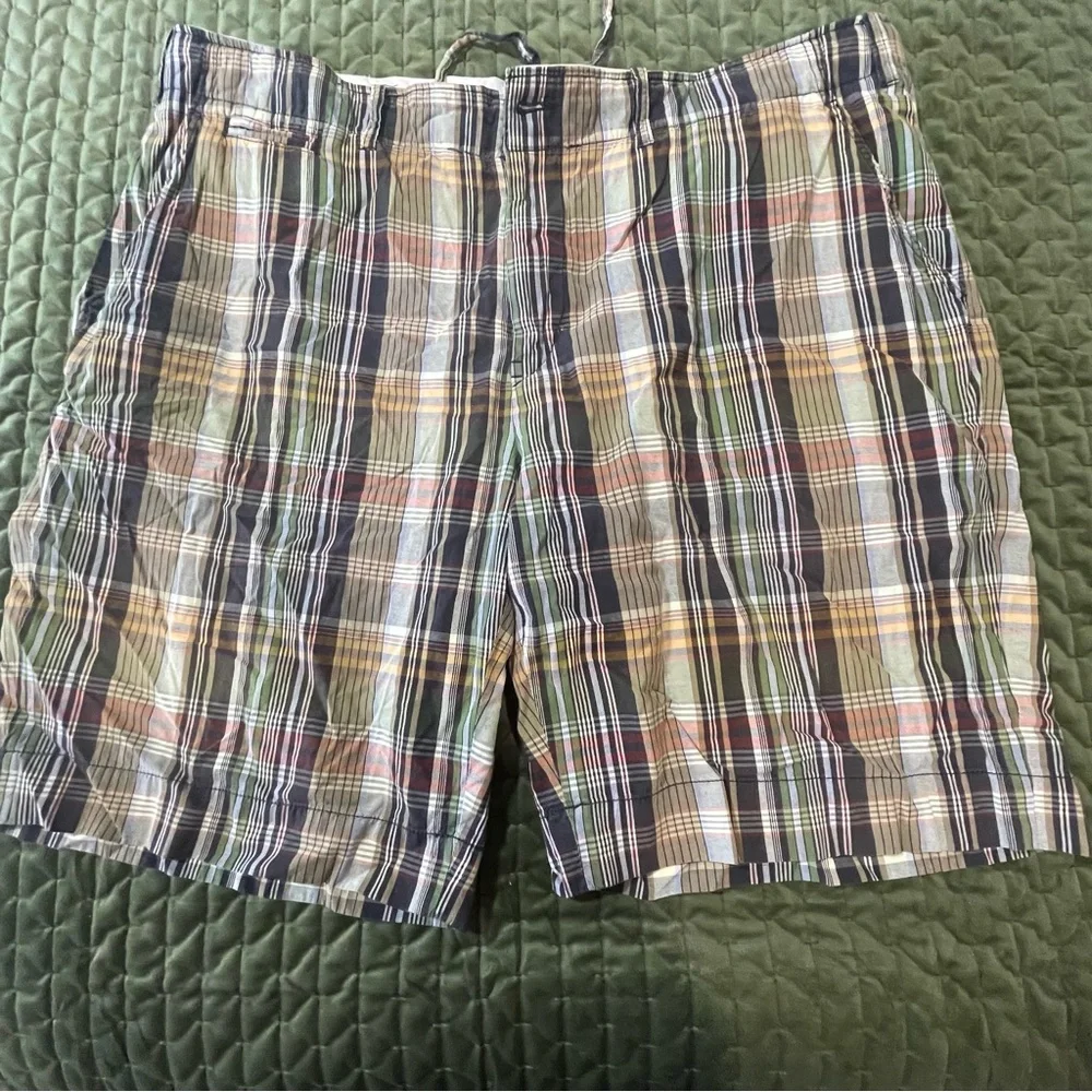 Polo by Ralph Lauren Mens Plaid‎ Green Navy Madras Shorts Size 44B